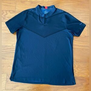 Nike Tiger Woods Shirt Mens Large L ADV Mock Neck Golf Performance Drifit Black